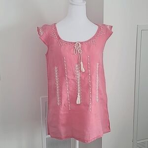 Calypso St Barth Pink Linen Sleeveless Top size XS